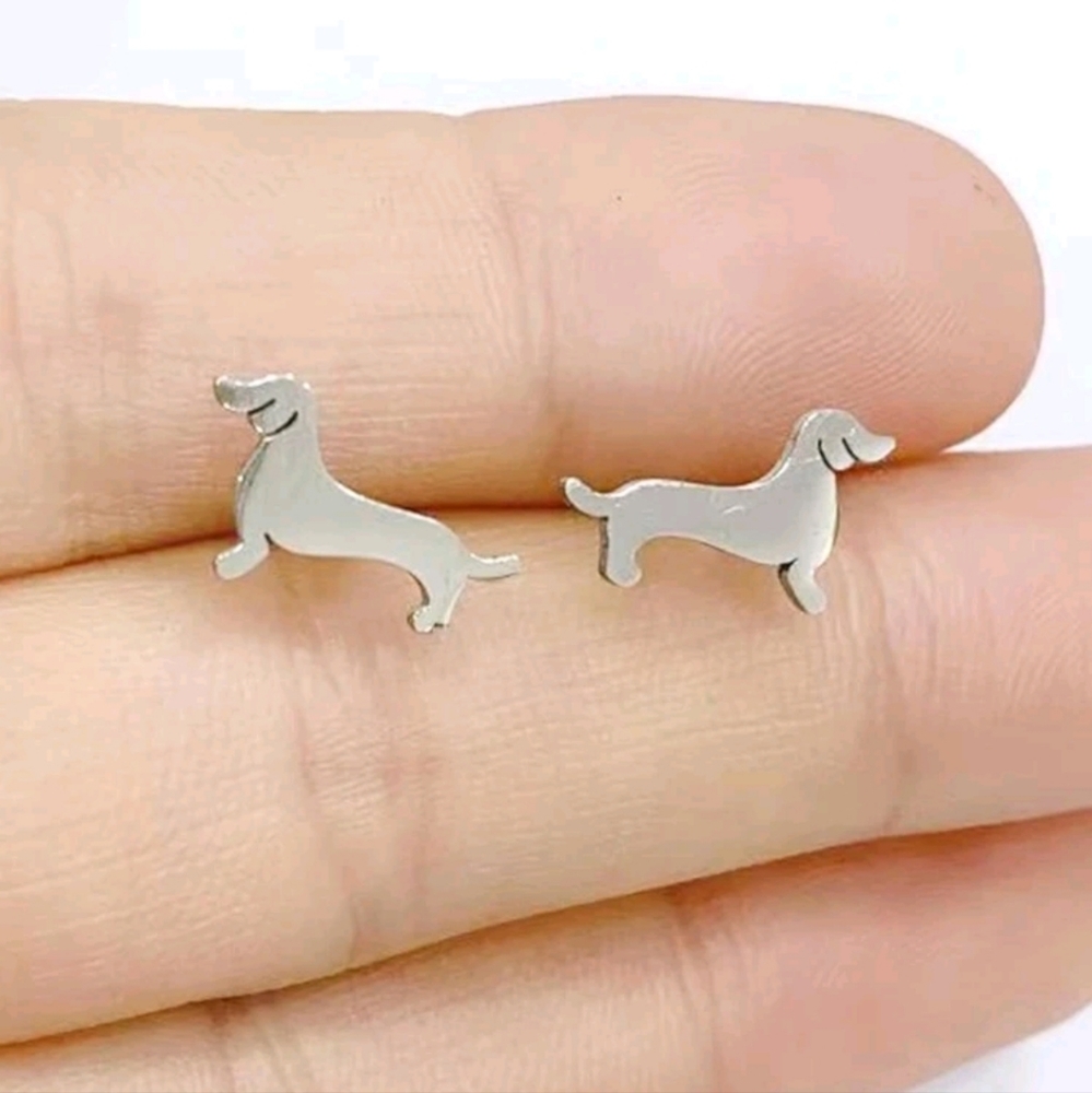 💥LAST ONE💥Mini Dachshund Stainless Steel Post Earrings, unisex - Picture 1 of 2